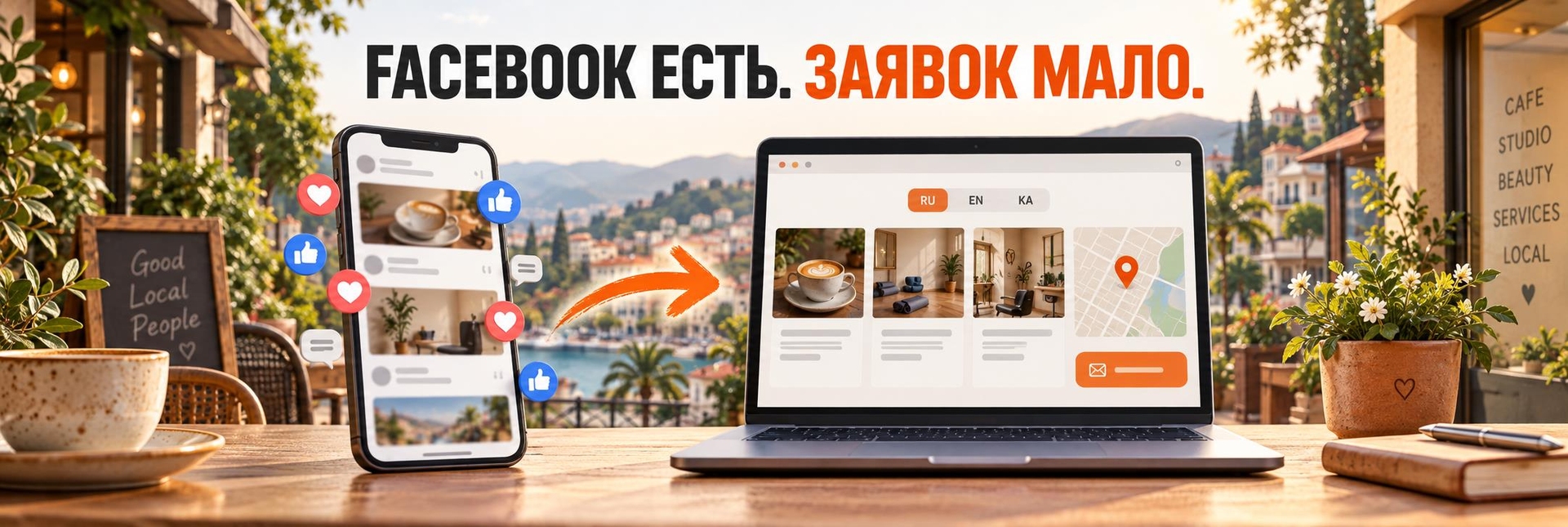 Facebook есть, заявок мало: зачем кафе и студиям в Грузии свой сайт